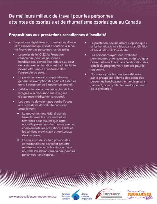 Propositions législatives aux prestations d’invalidité canadienne 